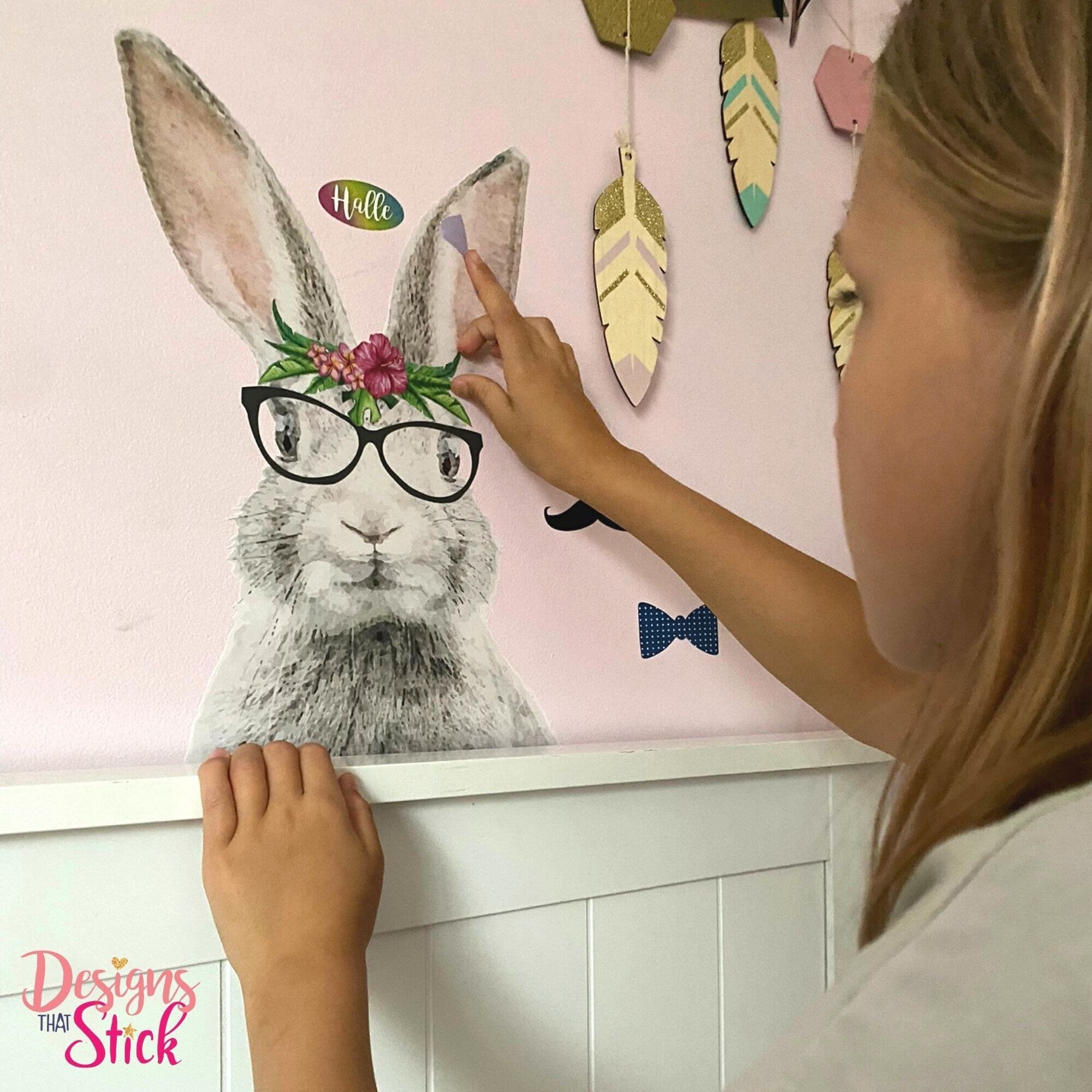 Rabbit with accessories Removable wall sticker 